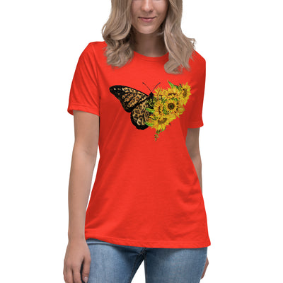 Women's Relaxed T-Shirt "Sunflower Leopard Butterfly"