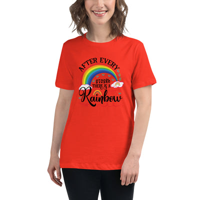 "Nach jedem Sturm ist ein Regenbogen" Frauen-T-Shirt mit V-Ausschnitt