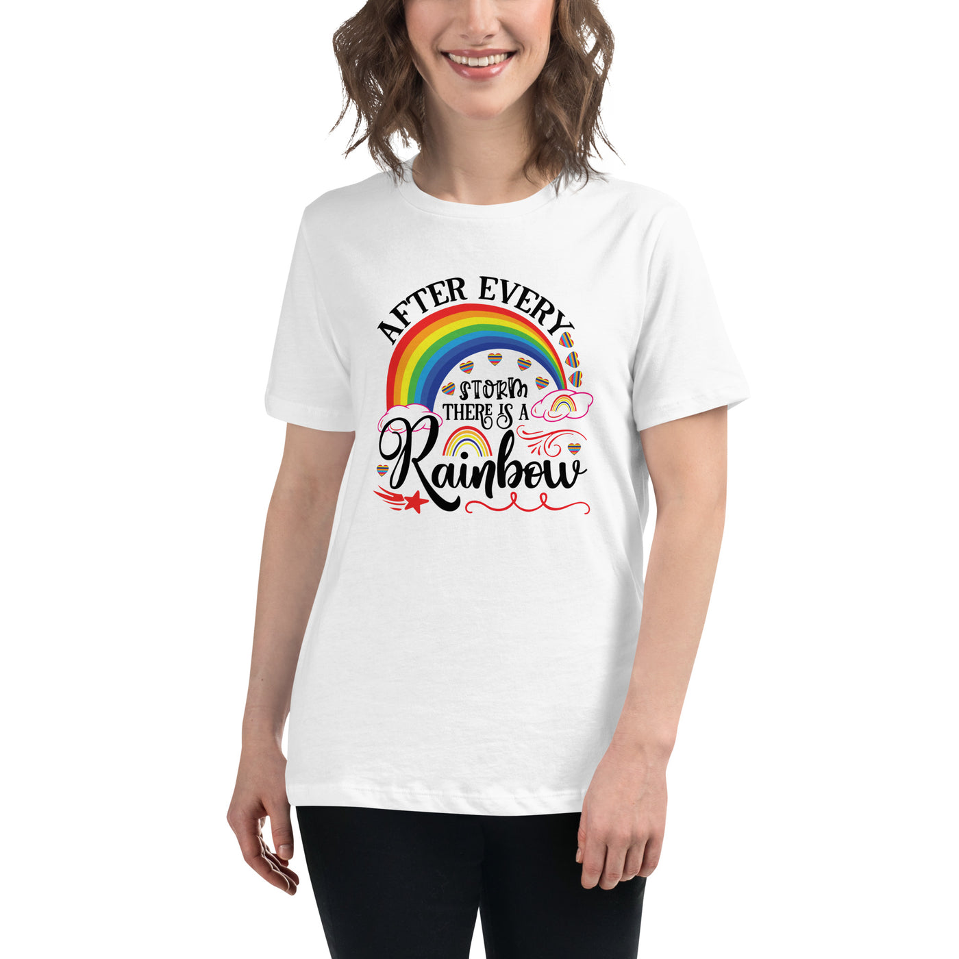 "Nach jedem Sturm ist ein Regenbogen" Frauen-T-Shirt mit V-Ausschnitt